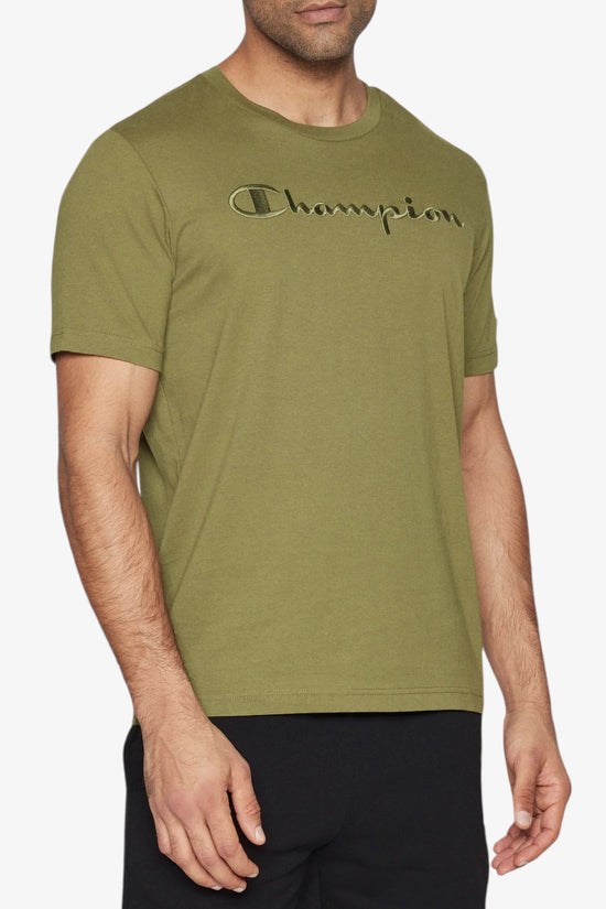 T-Shirt Maniche Corte Big Logo Ricamato-champion-Verde-Uomo-219870 gs106-