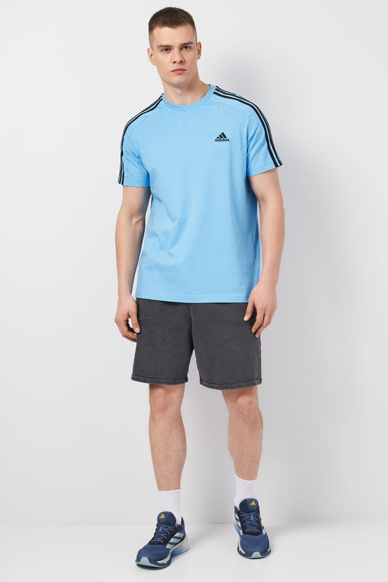 T-Shirt Maniche Corte Essentials 3-Stripes-adidas performance-Blu-Uomo-Is1338-