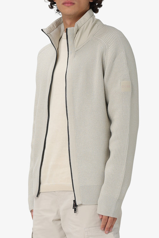 Cardigan Full Zip In Misto Lana Vergine-boss-Beige-Uomo-50548685 271-