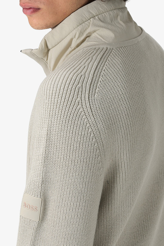 Cardigan Full Zip In Misto Lana Vergine-boss-Beige-Uomo-50548685 271-