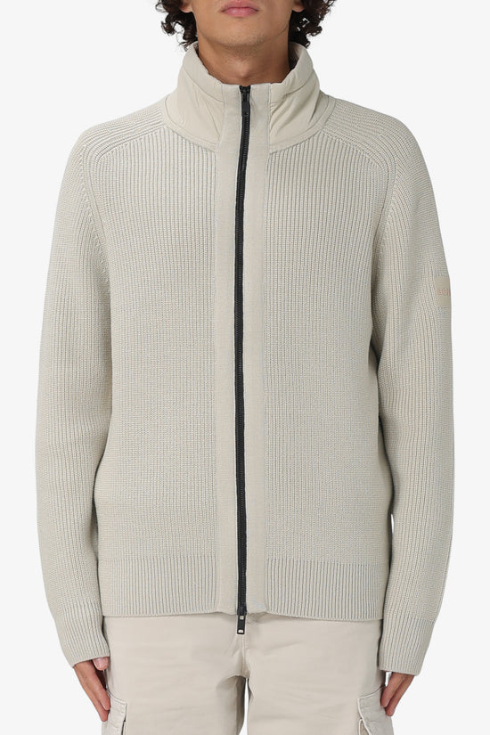 Cardigan Full Zip In Misto Lana Vergine-boss-Beige-Uomo-50548685 271-