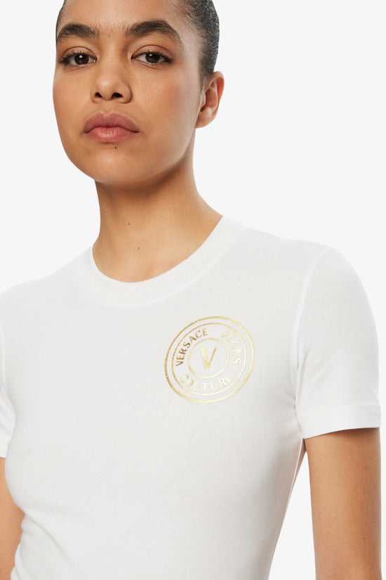 T-Shirt Maniche Corte V-Emblem-versace jeans couture-Bianco-Donna-78haht00 cj03 g03-