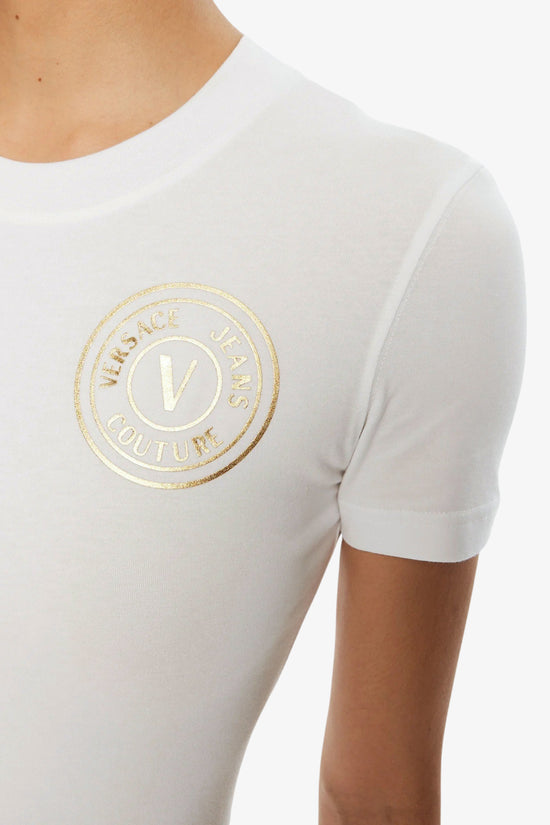 T-Shirt Maniche Corte V-Emblem-versace jeans couture-Bianco-Donna-78haht00 cj03 g03-