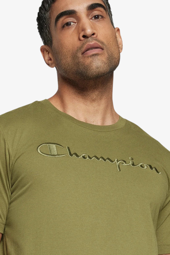 T-Shirt Maniche Corte Big Logo Ricamato-champion-Verde-Uomo-219870 gs106-