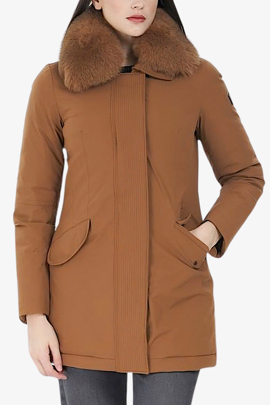 Giubbotto Full Zip Con Collo Bordato Pelliccia Demot Kl Fur-peuterey-Marrone-Donna-Ped4444 01191510 894-