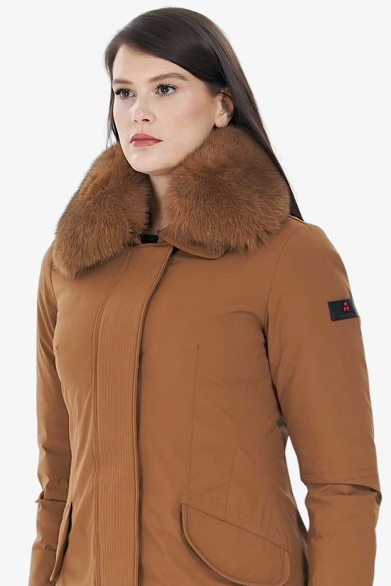Giubbotto Full Zip Con Collo Bordato Pelliccia Demot Kl Fur-peuterey-Marrone-Donna-Ped4444 01191510 894-