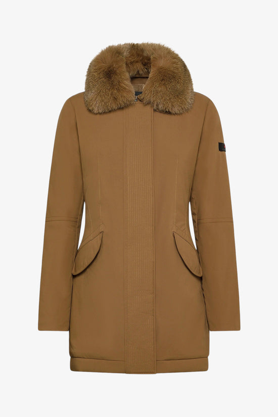 Giubbotto Full Zip Con Collo Bordato Pelliccia Demot Kl Fur-peuterey-Marrone-Donna-Ped4444 01191510 894-