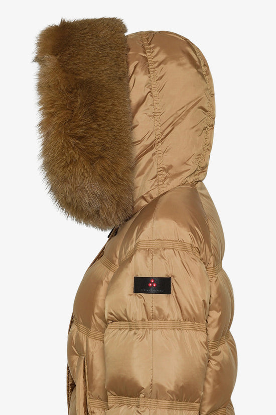 Piumino Full Zip Con Cappuccio Bordo Pelliccia Takan Mqn 04 Fur-peuterey-Marrone-Donna-Ped5439 01181967 826-