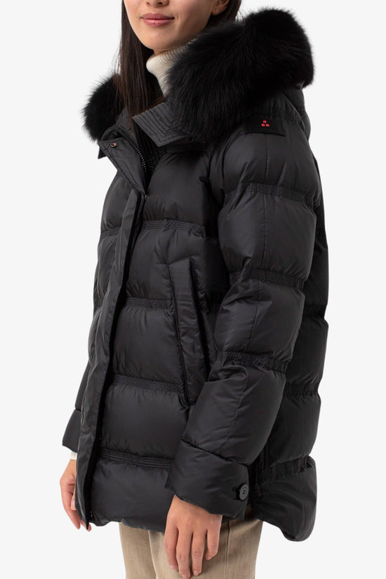 Piumino Full Zip Con Cappuccio Bordo Pelliccia Takan Mqn 04 Fur-peuterey-Nero-Donna-Ped5439 01181967 ner-