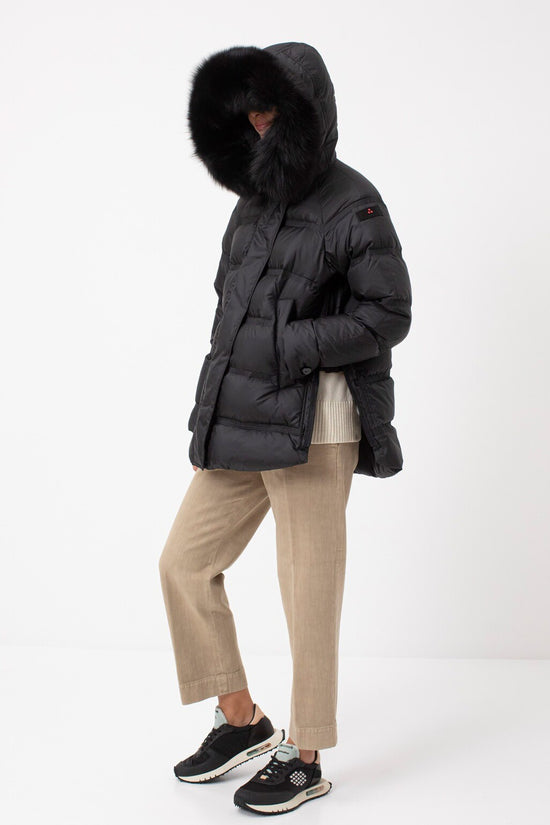 Piumino Full Zip Con Cappuccio Bordo Pelliccia Takan Mqn 04 Fur-peuterey-Nero-Donna-Ped5439 01181967 ner-