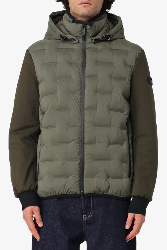 Piumino Full Zip Con Cappuccio Bimateriale Holzer Sjn Bmat-peuterey-Verde-Uomo-Peu5206 01191802 690-