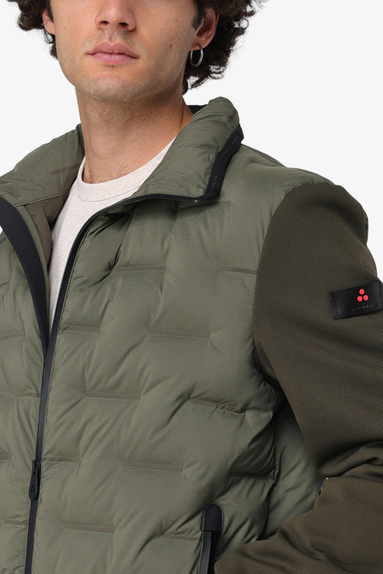 Piumino Full Zip Con Cappuccio Bimateriale Holzer Sjn Bmat-peuterey-Verde-Uomo-Peu5206 01191802 690-
