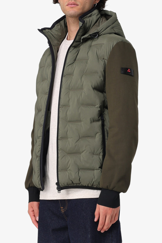 Piumino Full Zip Con Cappuccio Bimateriale Holzer Sjn Bmat-peuterey-Verde-Uomo-Peu5206 01191802 690-
