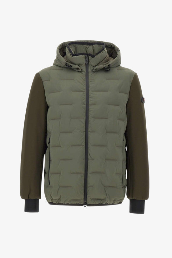 Piumino Full Zip Con Cappuccio Bimateriale Holzer Sjn Bmat-peuterey-Verde-Uomo-Peu5206 01191802 690-