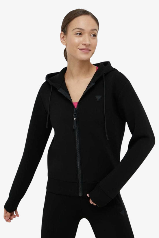 Felpa Full Zip Con Cappuccio Allie Scuba-guess-Nero-Donna-V3rq11k7uw2 jblk-