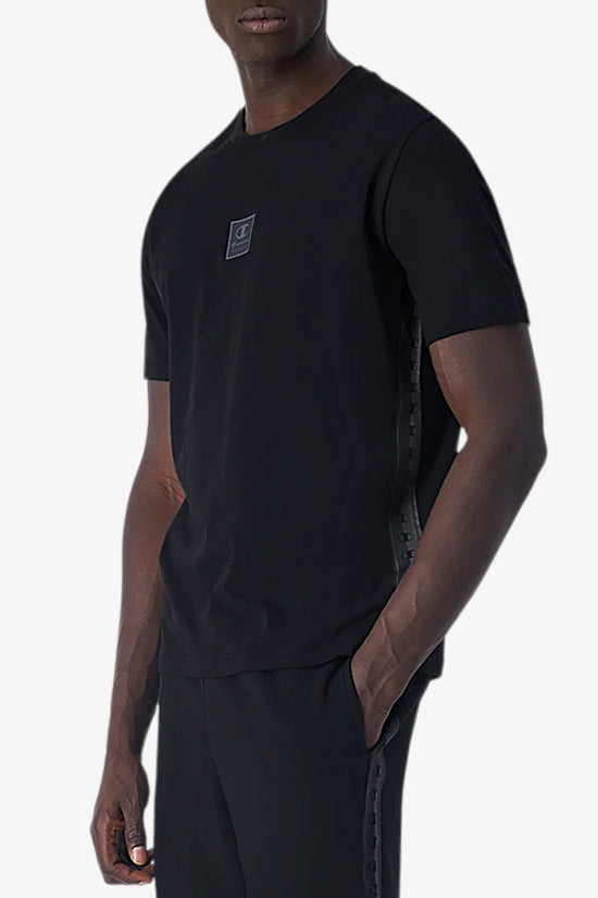 T-Shirt Maniche Corte Con Bande Logo Sui Fianchi-champion-Nero-Uomo-219775 kk001-