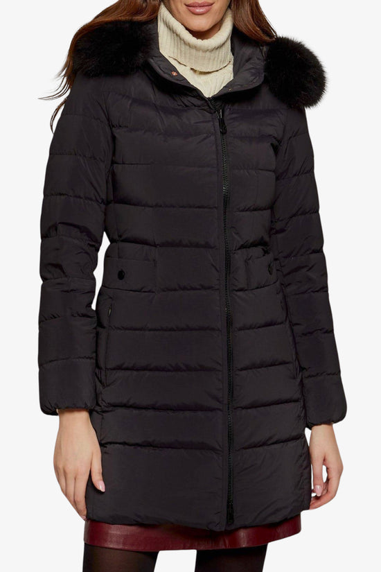 Piumino Full Zip Con Cappuccio Bordo Pelliccia Seriola Ml 06 Fur-peuterey-Nero-Donna-Ped5458 01190986 808-
