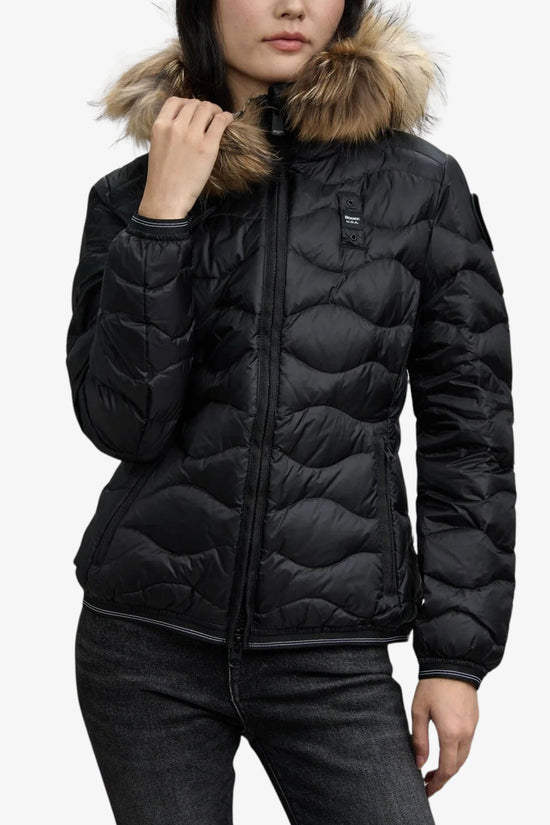 Piumino Full Zip Con Cappuccio Bordo In Pelliccia Aldie-blauer-Nero-Donna-25wbldc03096 006047 999ei-