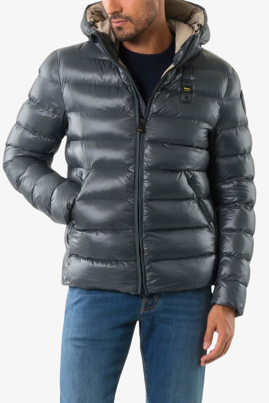 Piumino Full Zip Con Cappuccio In Nylon Eco Adams-blauer-Grigio-Uomo-25wbluc02079 005958 978ei-