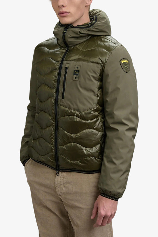Piumino Full Zip Con Cappuccio Maniche Neoprene Albert-blauer-Verde-Uomo-25wbluc08078 006355 670-