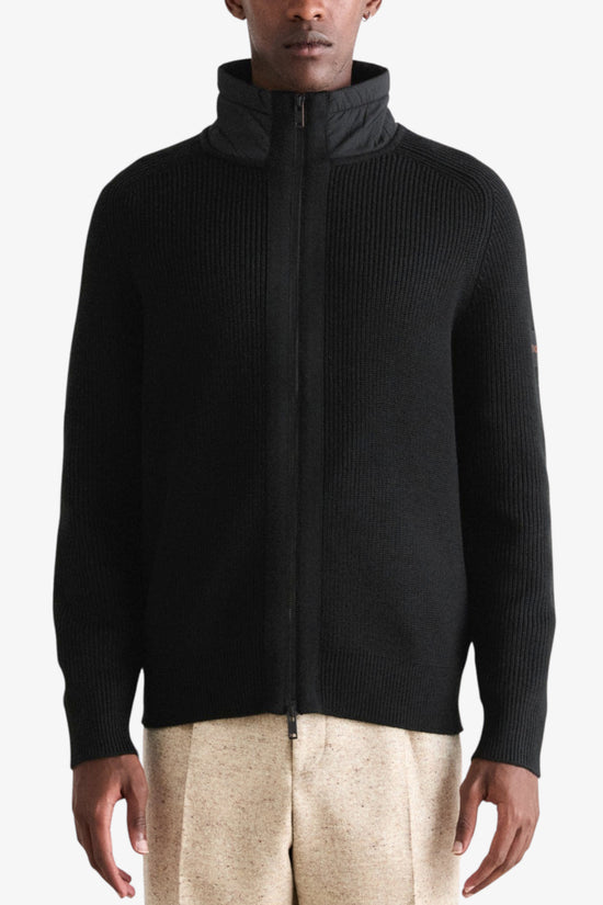 Cardigan Full Zip In Misto Lana Vergine-boss-Nero-Uomo-50548685 001-