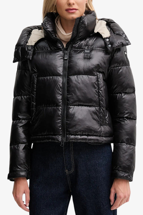 Piumino Corto Full Zip Con Cappuccio Gloria-blauer-Nero-Donna-25wbldc02170 006648 999ei-