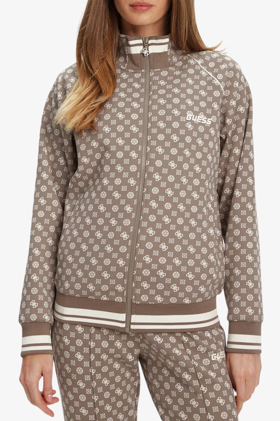 Felpa Full Zip Logo All-Over Aggie-guess-Marrone-Donna-V5yq03kb212 p8hi-