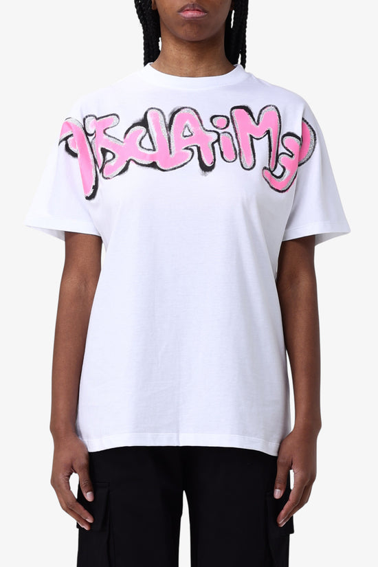 T-Shirt Maniche Corte Logo Spray E Glitter-disclaimer-Bianco-Donna-25eds54918-