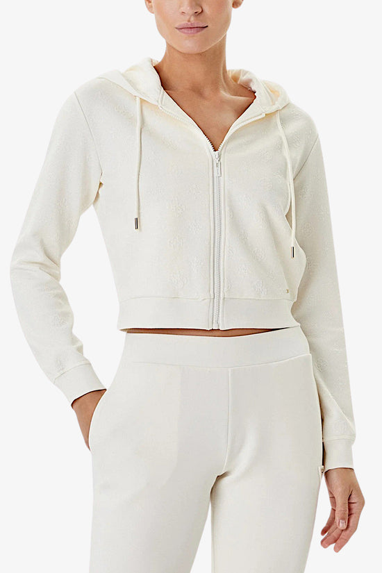 Felpa Corta Full Zip Con Cappuccio 3D Peony-guess-Bianco-Donna-V5yq06kbsl2 f0ep-