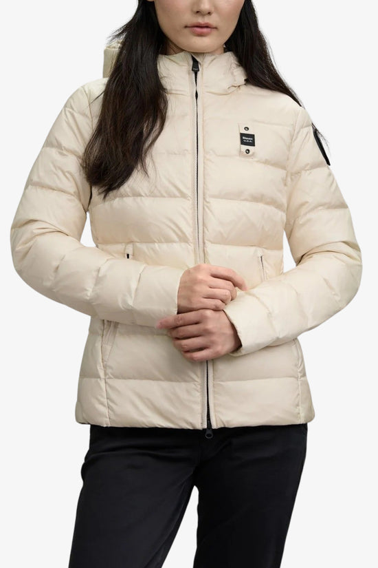 Piumino Full Zip Con Cappuccio Charme-blauer-Beige-Donna-25wbldc03100 006047 907gg-