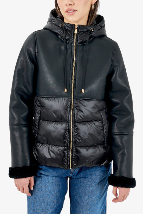 Giacca Eco Montone Full Zip Con Cappuccio Con Inserti Trapuntati yes zee