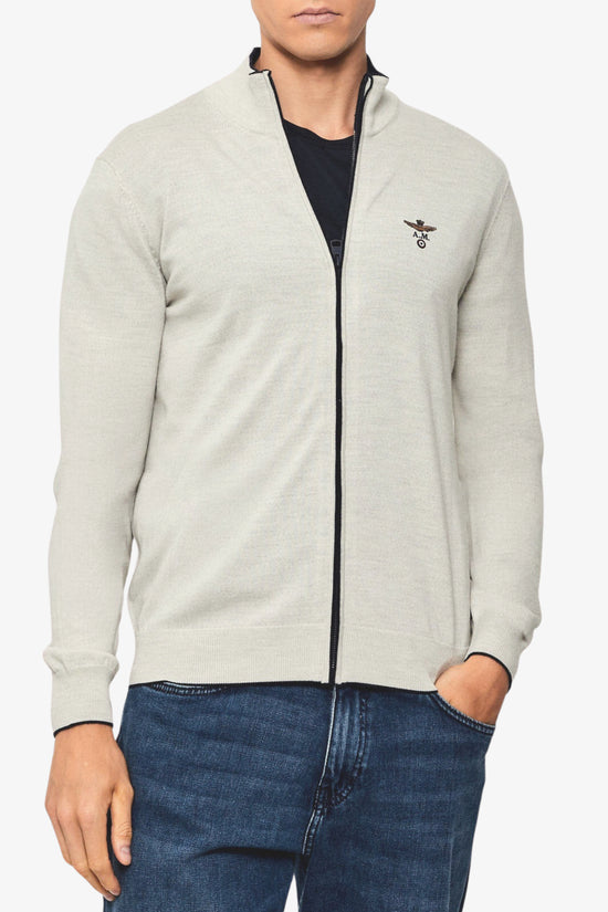 Cardigan Full Zip Leggero In Lana Merino-aeronautica militare-Grigio-Uomo-252ma1569ul00415 17267-