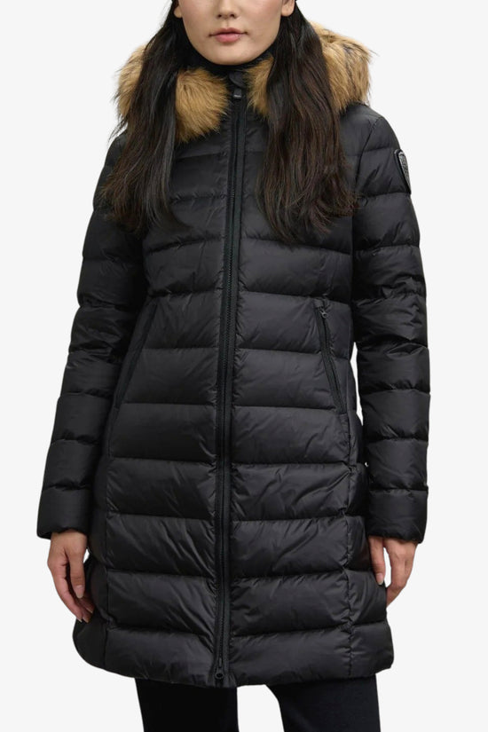 Piumino Lungo Full Zip Con Cappuccio Bordo Pelliccia Kristin-blauer-Nero-Donna-25wbldk03103 006047 999ei-
