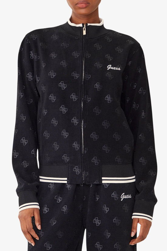 Felpa Full Zip In Velluto A Coste Paulina-guess-Nero-Donna-V5bq01k1902 jblk-