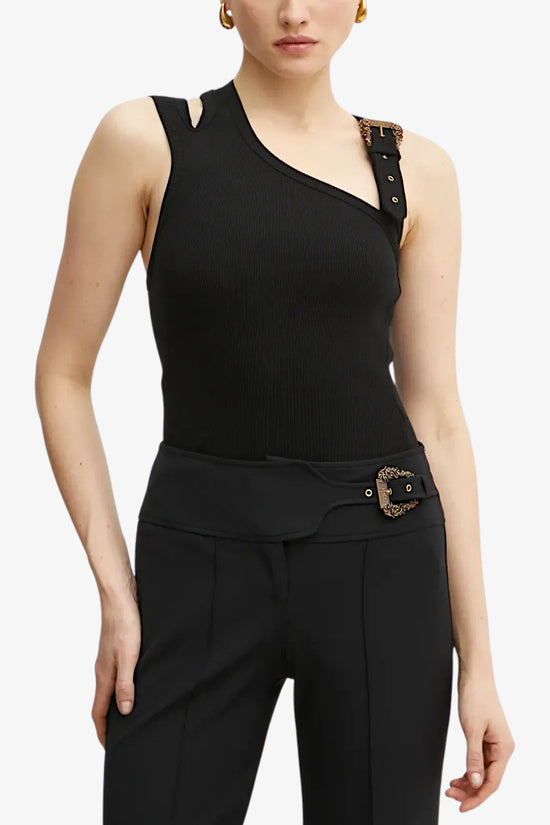 Canotta A Costine Con Fibbia Baroque-versace jeans couture-Nero-Donna-78ham603 j0004 899-