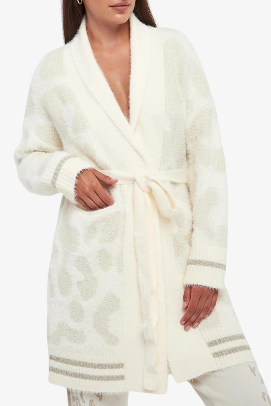 Cardigan Lungo In Maglia Con Cintura E Dettagli Lurex-liu jo-Bianco-Donna-Tf5182 ma66q 04659-