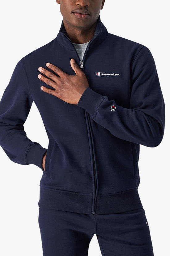 Felpa Full Zip Logo Piccolo Ricamato-champion-Blu-Uomo-220261 bs501-