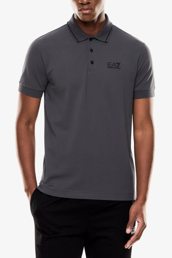 Polo Maniche Corte Core Identity In Piquet Stretch-emporio armani ea7-Grigio-Uomo-8npf16 pjvuz u8117-