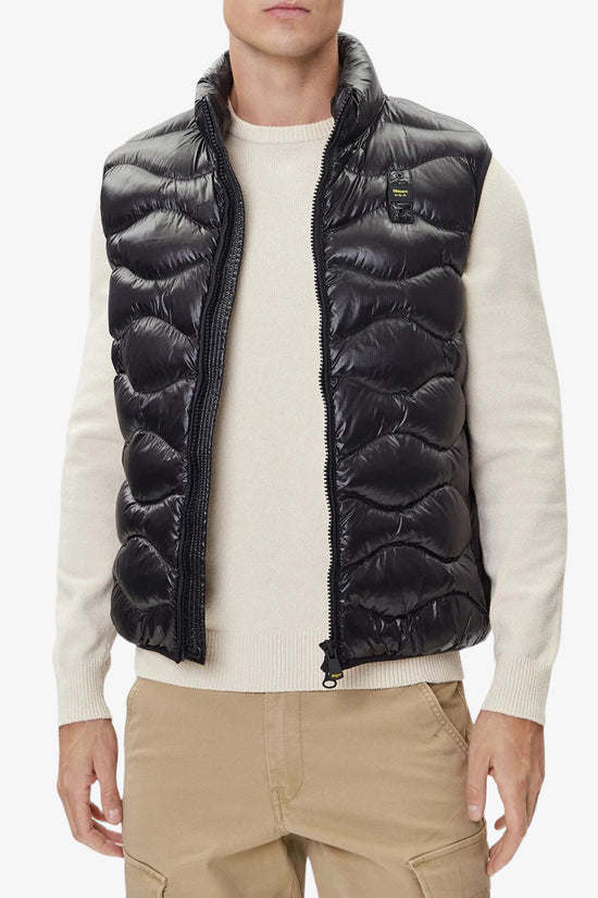 Gilet Piumino Ad Onde Full Zip Danny-blauer-Nero-Uomo-25wblux02081 005958 999ei-