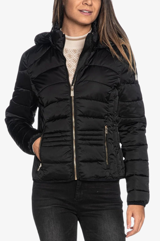 Piumino Corto Full Zip Con Cappuccio-yes zee-Nero-Donna-J007/m800 0801-