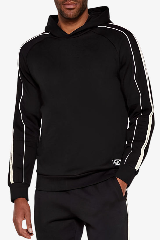 Felpa Con Cappuccio Bande Logo Series-emporio armani ea7-Nero-Uomo-7m000972 af10377 uc001-