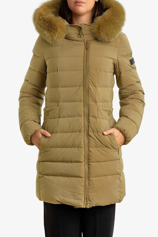 Piumino Full Zip Con Cappuccio Bordo Pelliccia Seriola Ml 06 Fur-peuterey-Marrone-Donna-Ped5458 01190986 826-