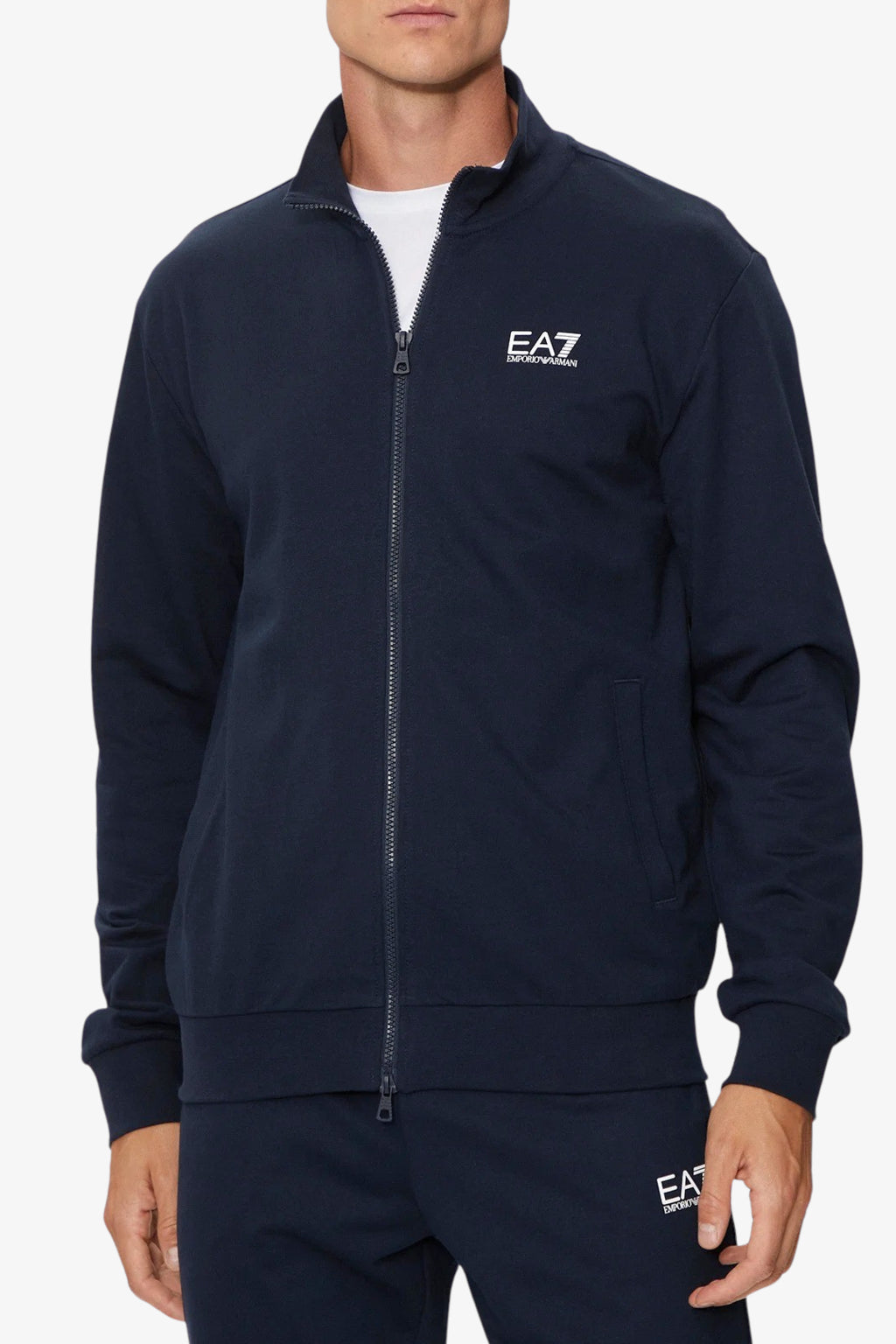 Cappuccio Felpa Ea7 Uomo Blu Emporio Armani EA7 Felpa Uomo Con Cappuccio E Logo Su Manica Blu