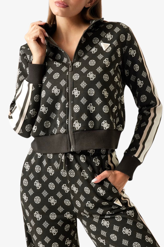 Felpa Full Zip Logo All-Over Peony Taped-guess-Marrone-Donna-V5yq07k0282 fj8c-