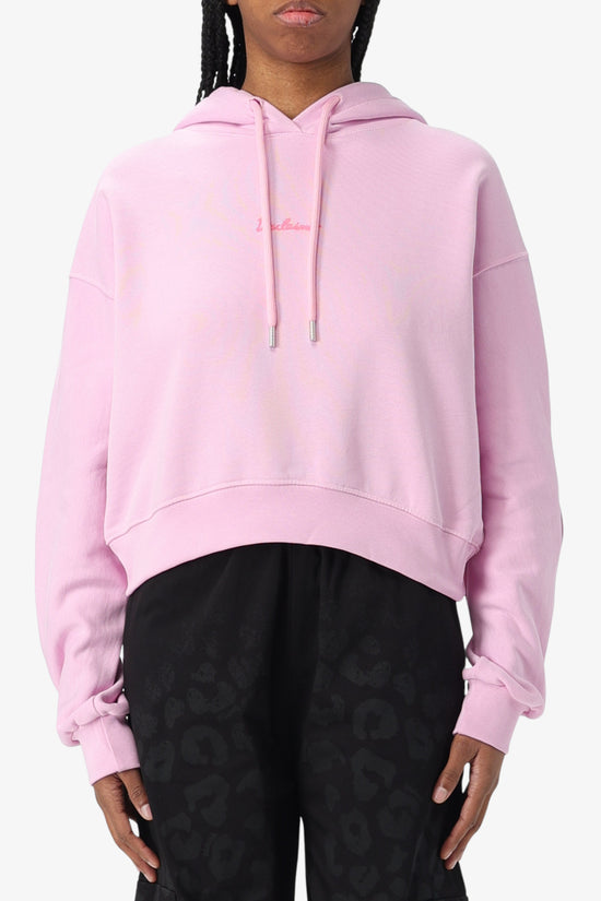Felpa Corta Con Cappuccio Big Logo Sul Retro-disclaimer-Rosa-Donna-25eds54900-