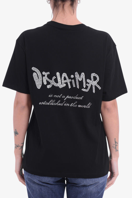 T-Shirt Maniche Corte Loghi E Scritte Con Borchiette-disclaimer-Nero-Donna-25eds54965-