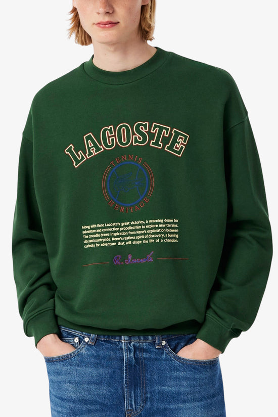 Felpa Girocollo Con Ricamo Heritage lacoste