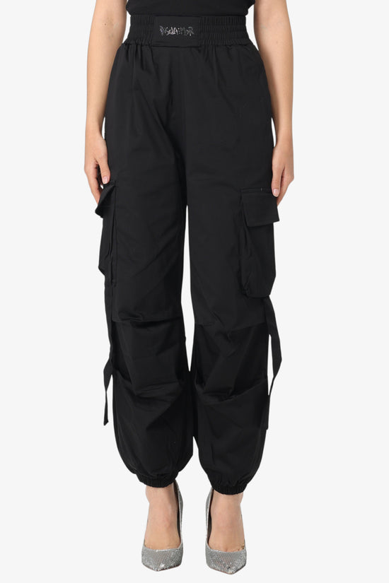 Pantaloni Cargo Logo Strass-disclaimer-Nero-Donna-25eds54936-