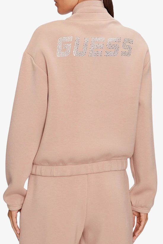Felpa Full Zip Logo Strass Cecilia-guess-Rosa-Donna-V4bq14k7uw2 g1ah-