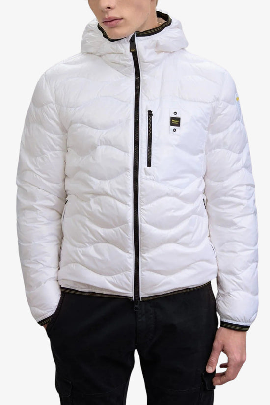 Piumino Full Zip Con Cappuccio Cuciture Ad Onde Wave-blauer-Bianco-Uomo-25wbluc03074 006355 100-